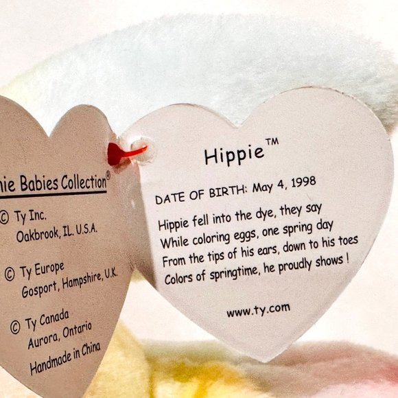 Ty Beanie Baby "Hippie" Vintage 1999 - New w/All Tags and Heart Protector - Picture 9 of 12